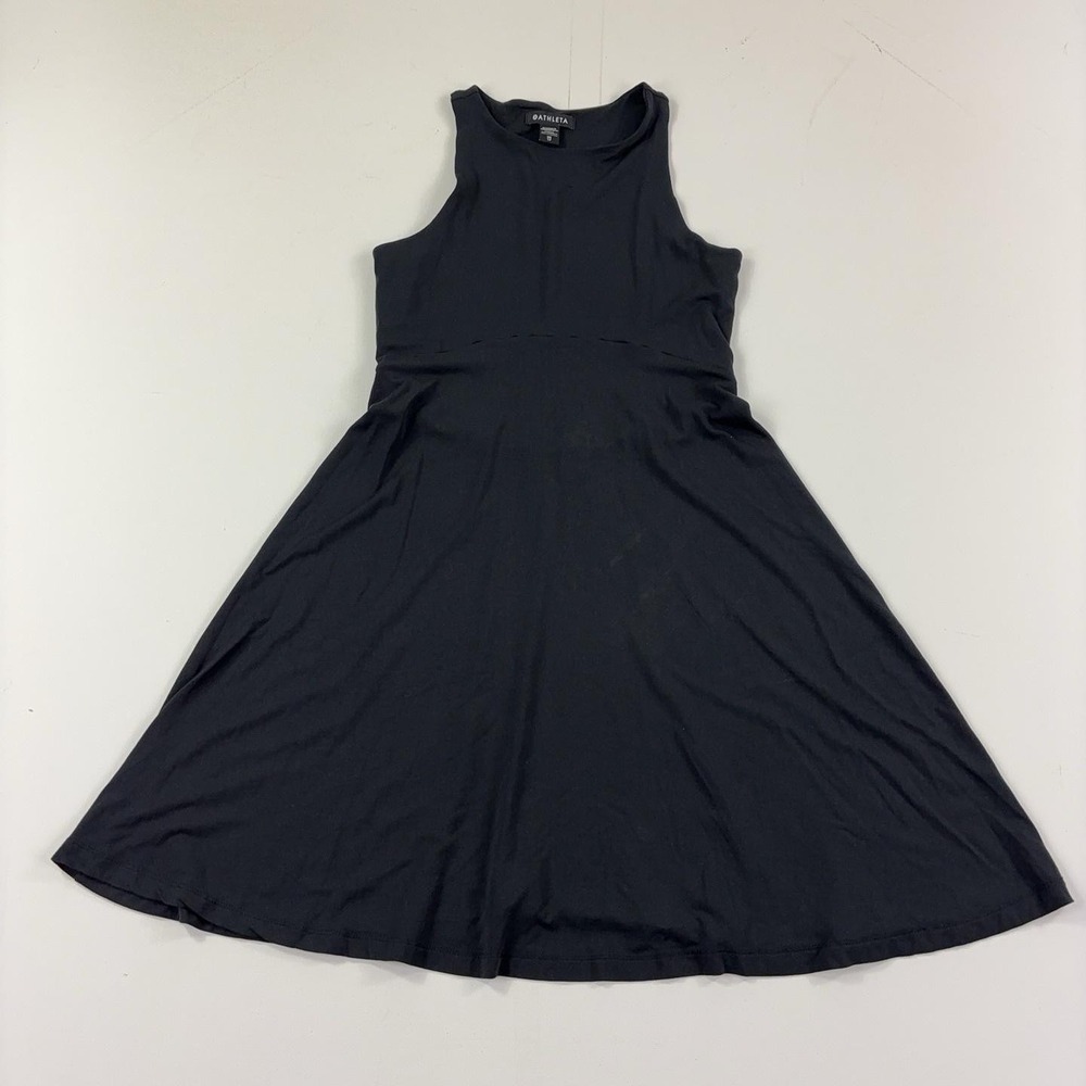 Athleta Dress Womens XS Black High Neck Sleeveless Fit & Flare Jersey Sundress